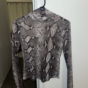SWANK Snake Print Long Sleeve Top - Brown and Black